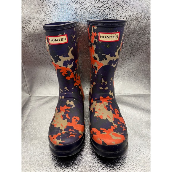 Hunter Shoes - Hunter Original Short Flecktarn Camo Rain Boots Purple Orange WFS1000RFL Women 8
